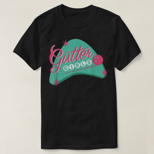 Gutter Girls Bowling League Team voor vrouwen en m T-shirt (Design voorkant)