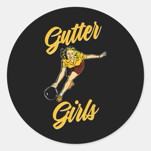Gutter Girls Grappig Retro Bowling Team Cadeau Ronde Sticker (Voorkant)