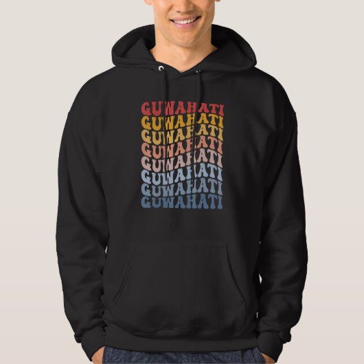Guwahati City Groovy Retro Hoodie (Voorkant)