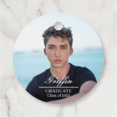 Guy Afstudeerder Modern Afstuderen Aangepaste foto Bedankjes Labels (Achterkant)