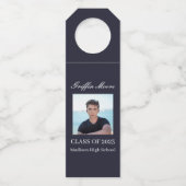 Guy Afstudeerder Modern Afstuderen Aangepaste foto Flessenhanger (Voorkant)