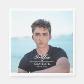 Guy Afstudeerder Modern Afstuderen Aangepaste foto Servet (Voorkant)