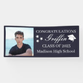 Guy Afstudeerder Modern Afstuderen Aangepaste foto Spandoek (Horizontaal)