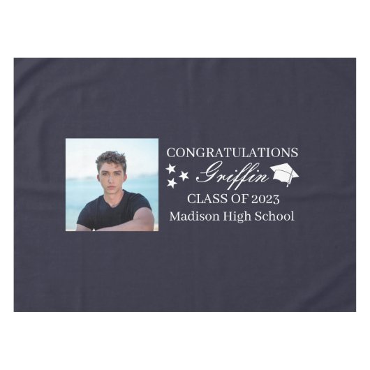 Guy Afstudeerder Modern Afstuderen Aangepaste foto Tafelkleed (Voorkant (Horizontaal))