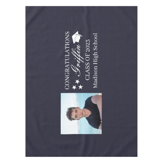 Guy Afstudeerder Modern Afstuderen Aangepaste foto Tafelkleed (Voorkant)