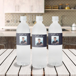 Guy Afstudeerder Modern Afstuderen Aangepaste foto Waterfles Etiket