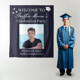 Guy Afstudeerder Modern Afstuderen Custom Foto Wel Wandkleed
