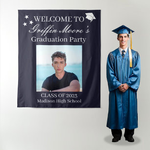 Guy Afstudeerder Modern Afstuderen Custom Foto Wel Wandkleed