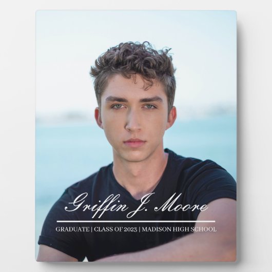 Guy Afstudeerder Modern Afstuderen Foto Plaque Fotoplaat (Voorkant)