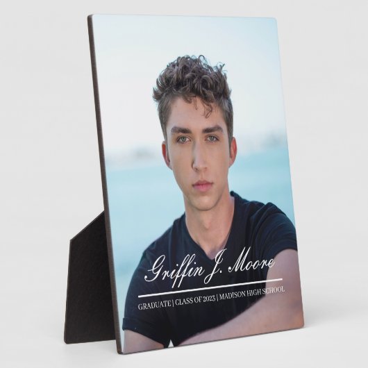 Guy Afstudeerder Modern Afstuderen Foto Plaque Fotoplaat (Zijkant)