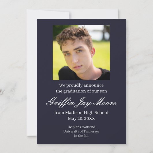 Guy Afstudeerder Modern Foto Afstuderen Aankondigi (Achterkant)