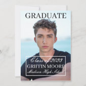 Guy Afstudeerder Modern Foto Afstuderen Uitnodigin Kaart (Voorkant)