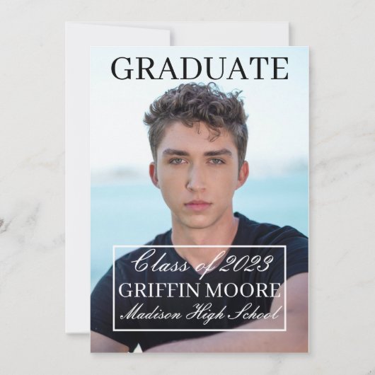 Guy Afstudeerder Modern Foto Afstuderen Uitnodigin Kaart (Voorkant)
