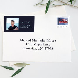 Guy Afstudeerder Modern het Adres van de Terugkeer Etiket