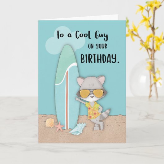 Guy Birthday Beach Kaart (Gele Bloem)