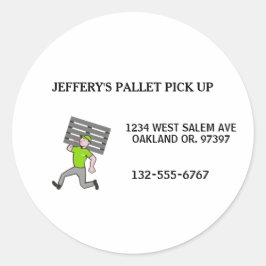 Guy Cartoon van Professional Wood Pallet Ronde Sticker