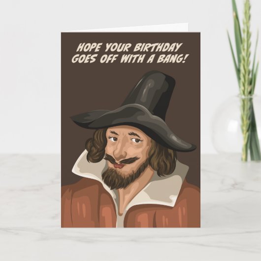 Guy Fawkes gaat er vandoor met zijn verjaardag Kaart (Voorkant)