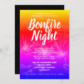 Guy Fawkes Night, Bonfire Night Invitation Kaart (Voorkant / Achterkant)