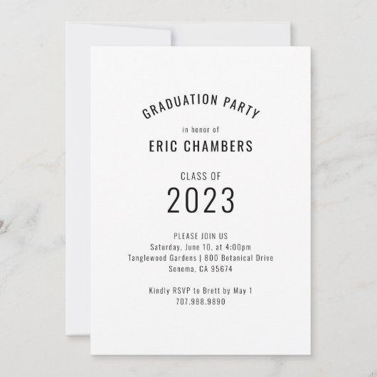 Guy Graduation Party Foto Script Name Kaart (Achterkant)