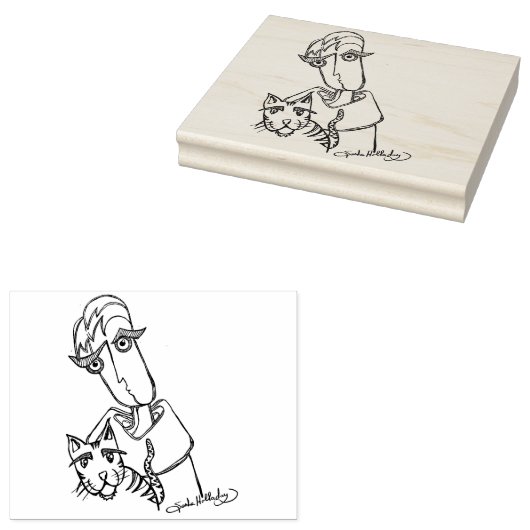 Guy & Kat Wood Art Stamp Rubberstempel (Gestempeld)