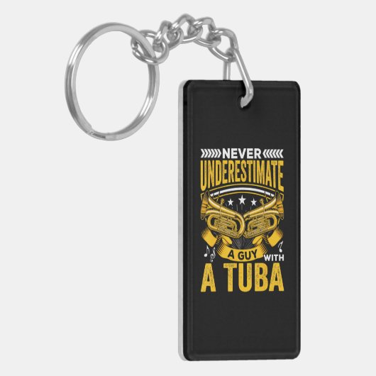 Guy met een Tuba expert muzikant speler muziek Sleutelhanger (Voorkant Links)