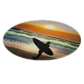 Guy op het strand met Surf Board Sunset Snijplank (Hoek)