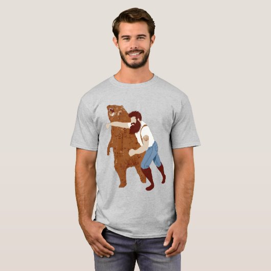 Guy Punching Bear T-shirt (Voorkant volledig)