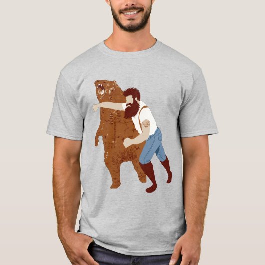 Guy Punching Bear T-shirt (Voorkant)