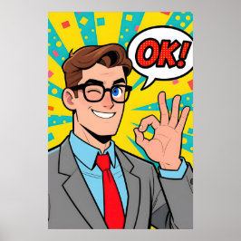 Guy saying OK Pop Art Poster