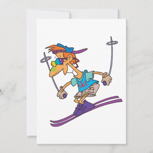 Guy Skiing-uitnodigingen Kaart (Voorkant)