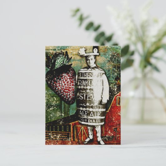 Guy van de aardbeienbeer -  Ephemera Collage Briefkaart (Staand voorkant)