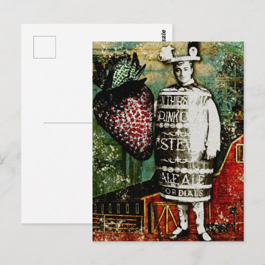 Guy van de aardbeienbeer -  Ephemera Collage Briefkaart (Voorkant / Achterkant)