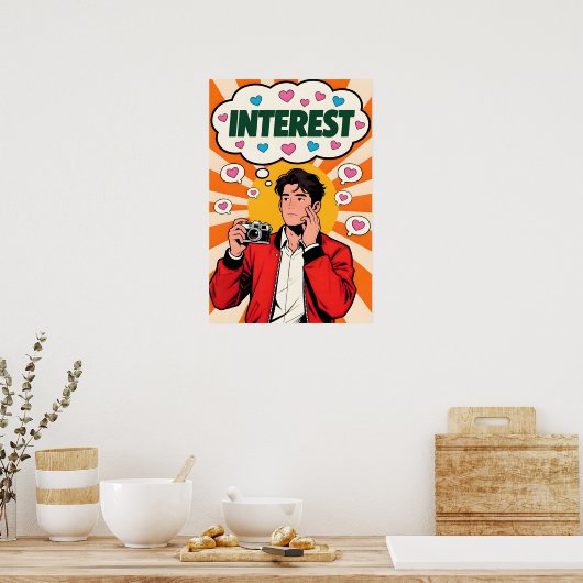 Guy with Camera Pop Art Poster (Keuken)