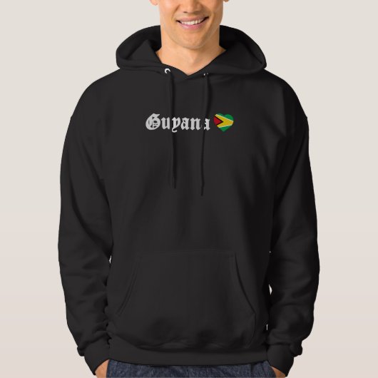 Guyana Blackletter Guyanese Flag Love Heart Carniv Hoodie (Voorkant)
