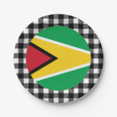 Guyana-Bord, buffelpleister en Guyana-vlag Papieren Bordje (Voorkant)