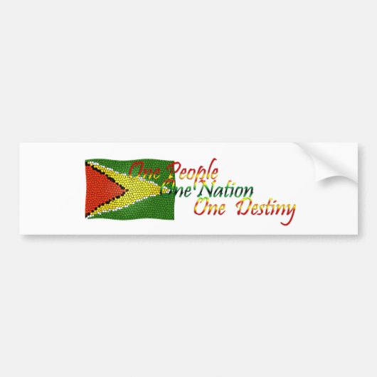 Guyana Bumpersticker Vlag bij Motto (Voorkant)