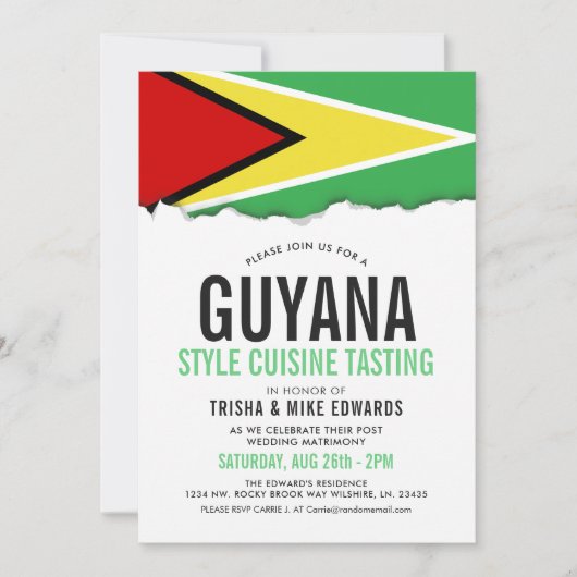 Guyana Cuisine | Flag White Invite Kaart (Voorkant)