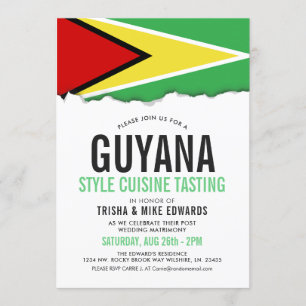 Guyana Cuisine   Flag White Invite Kaart