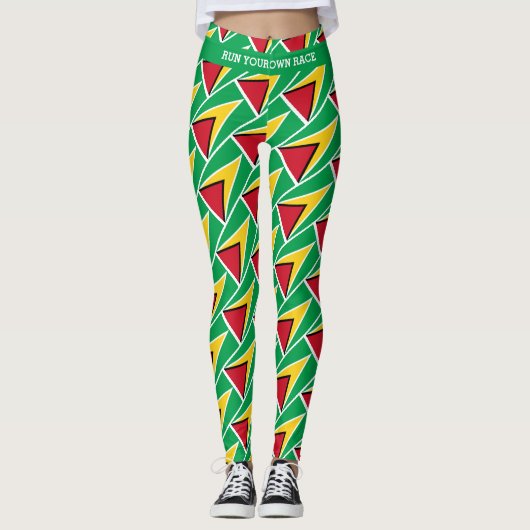 GUYANA Custom Text VOER JE EIGEN RACE-vlag UIT Leggings (Voorkant)