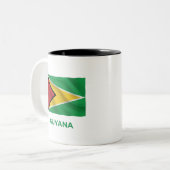 Guyana Eenvoudige Vlag | Elke Dag Trots Tweekleurige Koffiemok (Voorkant links)