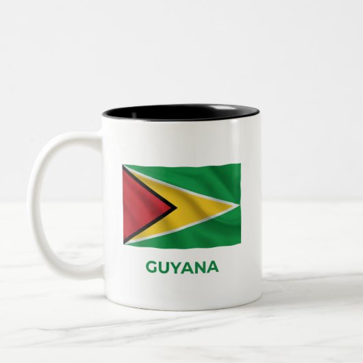 Guyana Eenvoudige Vlag | Elke Dag Trots Tweekleurige Koffiemok (Links)