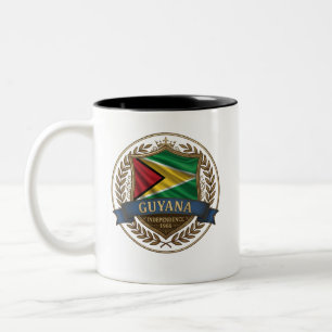 Guyana Erfgoed Crest   Caribische Trots Tweekleurige Koffiemok