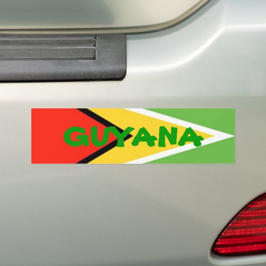 Guyana-Flag, GUYANA Bumpersticker (Op auto)