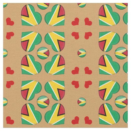 Guyana Flag & Guyana Heart mode Fabric Stof (Close Up)