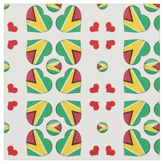 Guyana Flag & Guyana Heart mode Fabric Stof (Close Up)