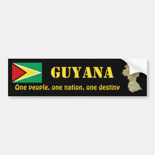 Guyana Flag + Map Bumpersticker
