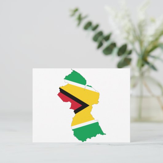 Guyana Flag Map GY Briefkaart (Staand voorkant)