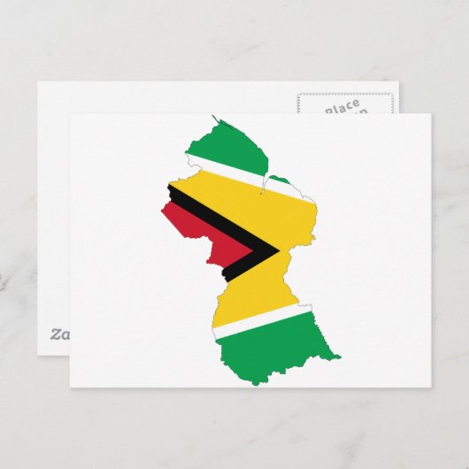 Guyana Flag Map GY Briefkaart (Voorkant / Achterkant)