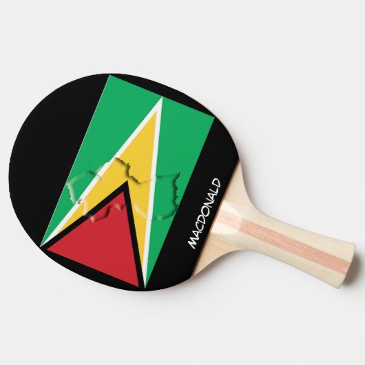 GUYANA FLAG & MAP Persoonlijk zwart Tafeltennisbatje (Zijkant)