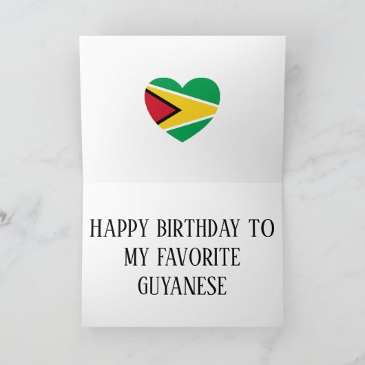 Guyana Flag Patriotic Birthday Kaart (Binnen)